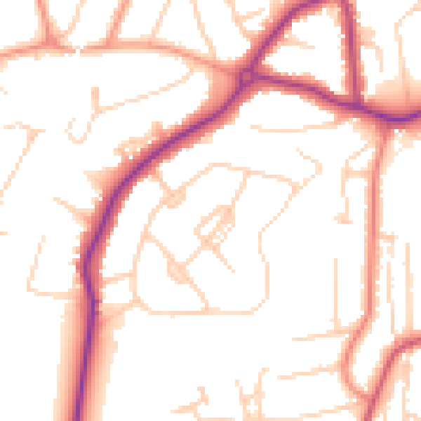 Daytime road noise heatmap for GU22 0BJ