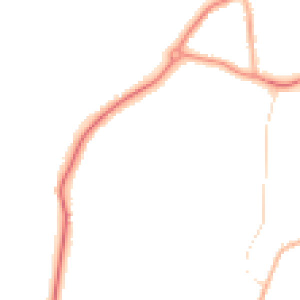 Night-time road noise heatmap for GU22 0BJ