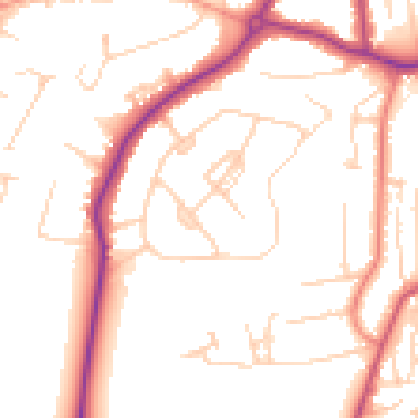 Daytime road noise heatmap for GU22 0BL