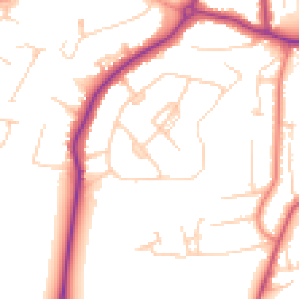 Daytime road noise heatmap for GU22 0BP