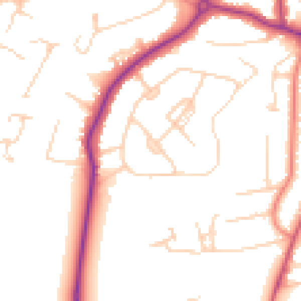 Daytime road noise heatmap for GU22 0BS
