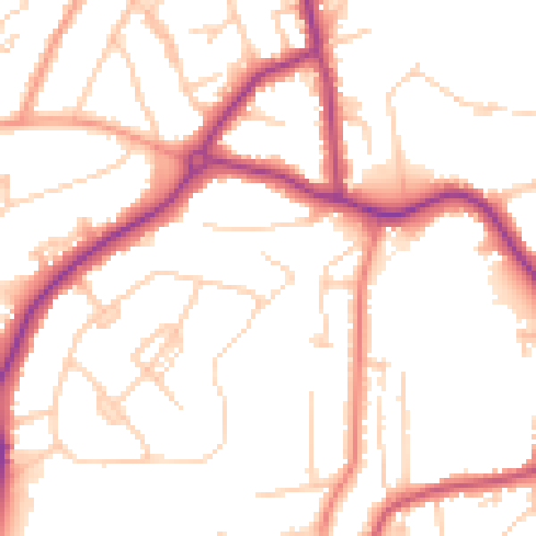 Daytime road noise heatmap for GU22 0BT