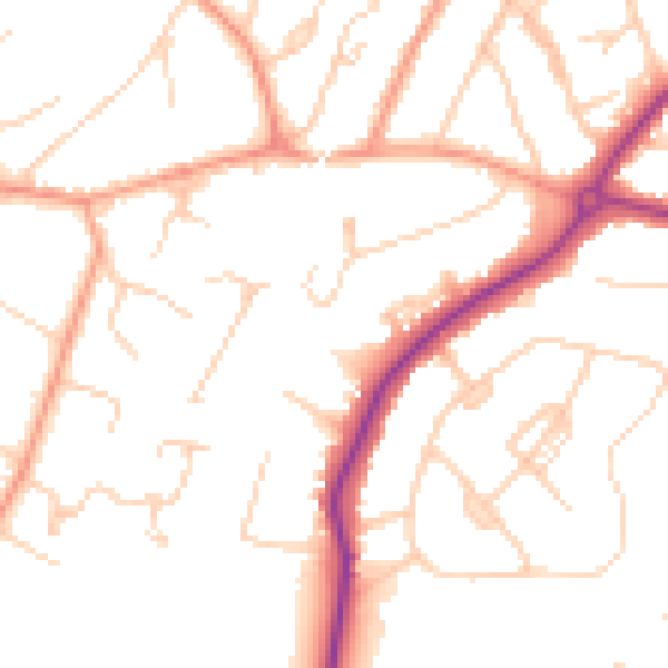 Daytime road noise heatmap for GU22 0DH