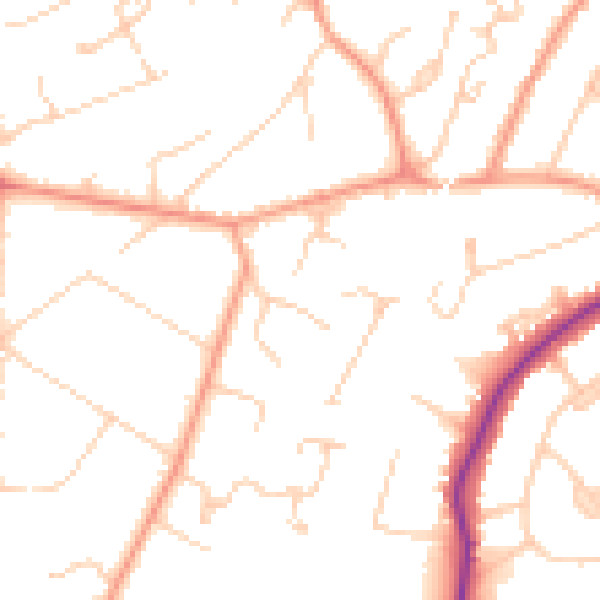 Daytime road noise heatmap for GU22 0DR