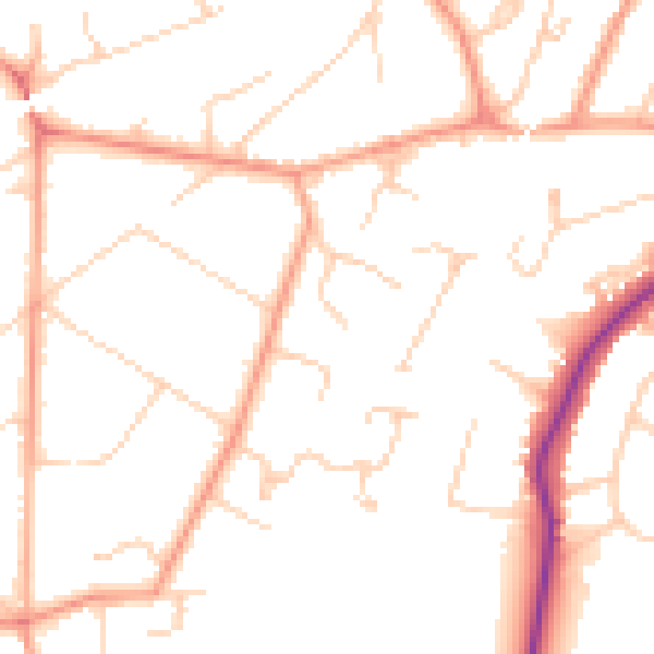 Daytime road noise heatmap for GU22 0DS