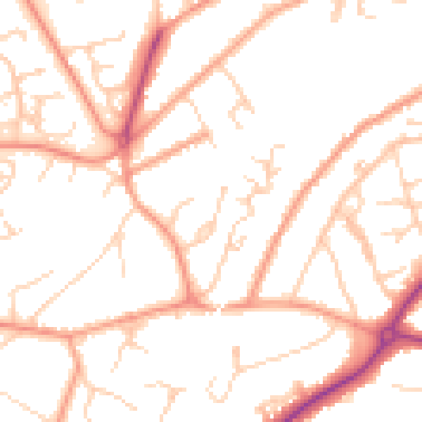 Daytime road noise heatmap for GU22 0EP
