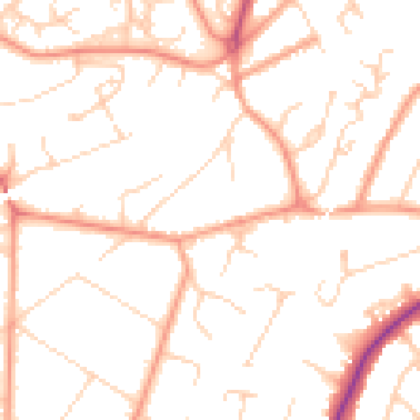 Daytime road noise heatmap for GU22 0EZ