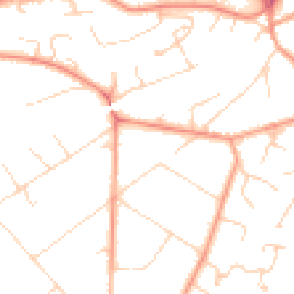 Daytime road noise heatmap for GU22 0HL