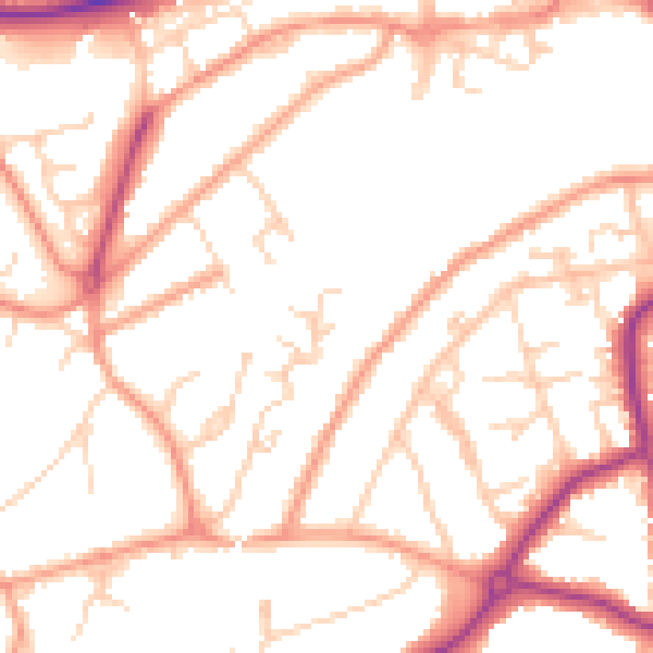 Daytime road noise heatmap for GU22 0JA