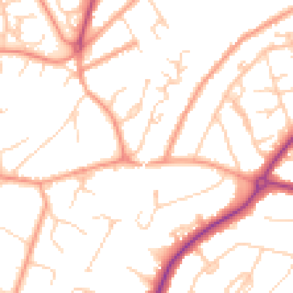 Daytime road noise heatmap for GU22 0JF