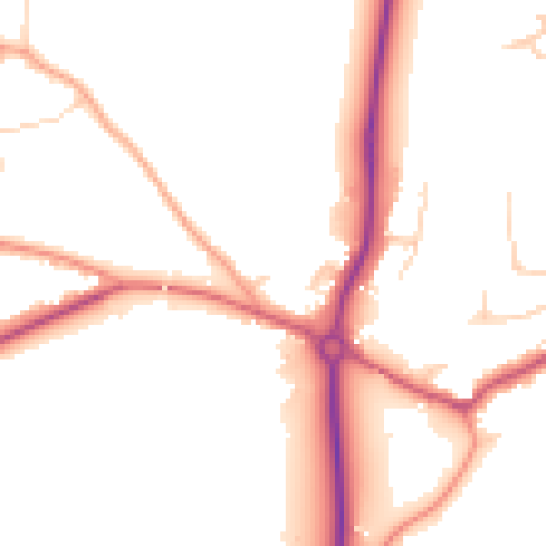 Daytime road noise heatmap for GU22 0PL