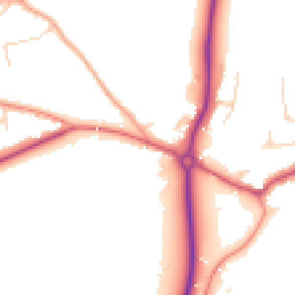 Daytime road noise heatmap for GU22 0PN