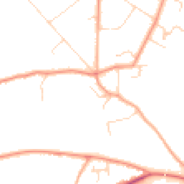 Daytime road noise heatmap for GU22 0QA