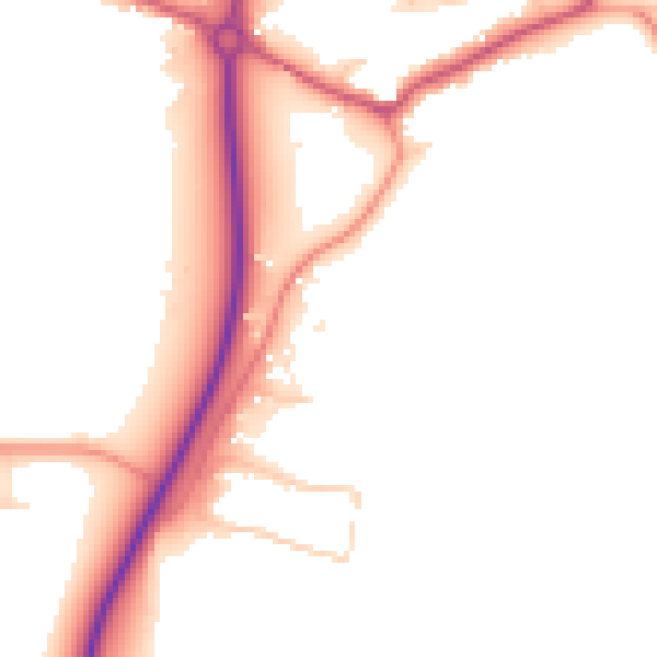 Daytime road noise heatmap for GU22 0SE