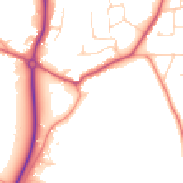 Daytime road noise heatmap for GU22 0SX