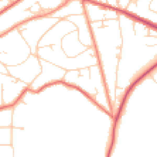 Daytime road noise heatmap for GU22 7EJ