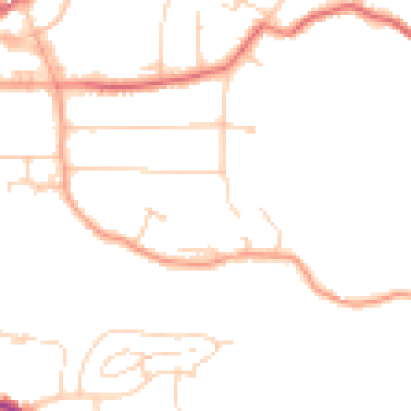 Daytime road noise heatmap for GU22 7JR
