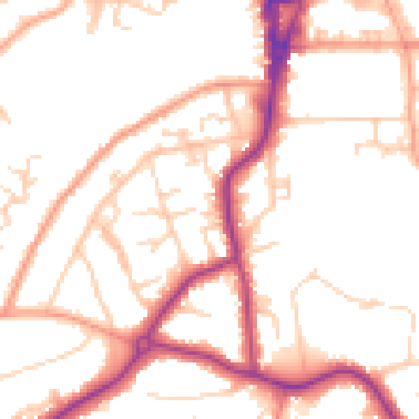 Daytime road noise heatmap for GU22 7RA