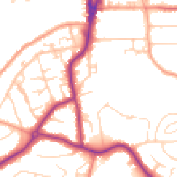 Daytime road noise heatmap for GU22 7SB