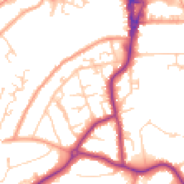 Daytime road noise heatmap for GU22 7TL