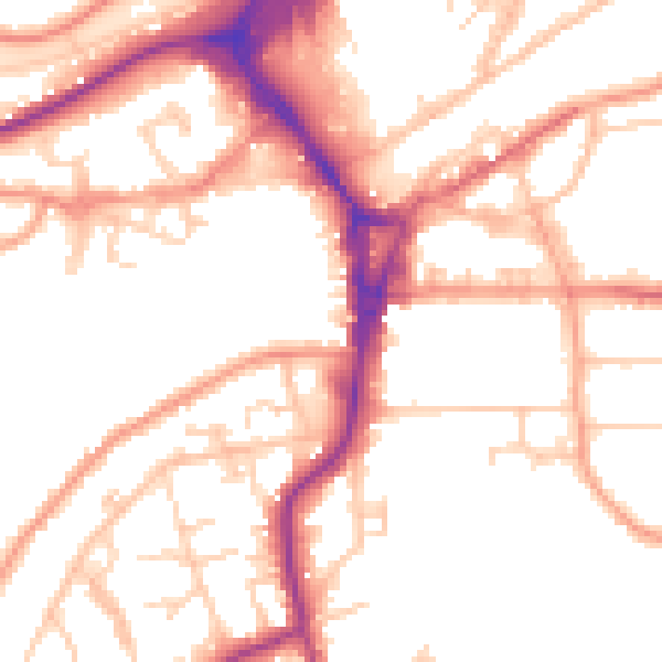 Daytime road noise heatmap for GU22 7XP