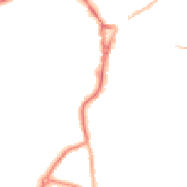 Night-time road noise heatmap for GU22 7XQ
