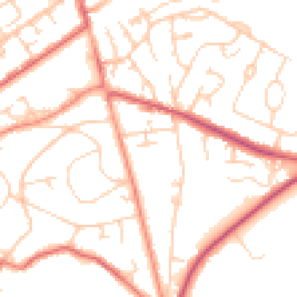 Daytime road noise heatmap for GU22 8AT