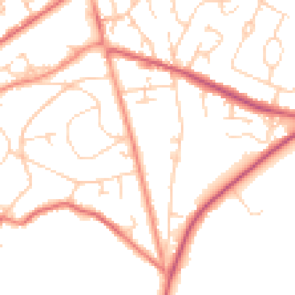 Daytime road noise heatmap for GU22 8DS
