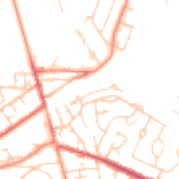 Daytime road noise heatmap for GU22 8HE