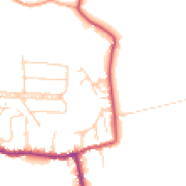 Daytime road noise heatmap for GU22 8LJ