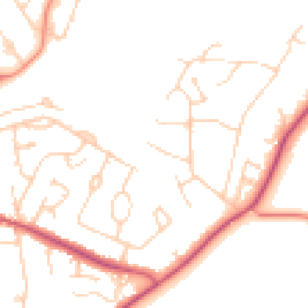 Daytime road noise heatmap for GU22 8LQ