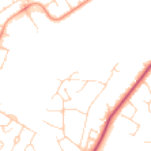 Daytime road noise heatmap for GU22 8NB