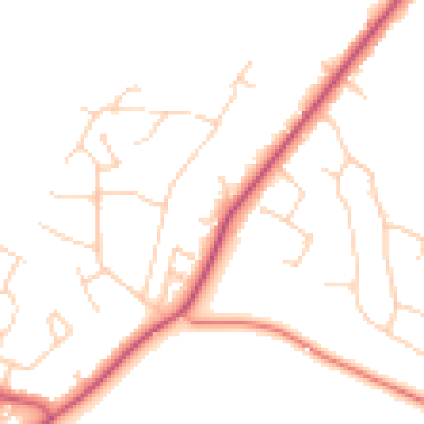 Daytime road noise heatmap for GU22 8NR