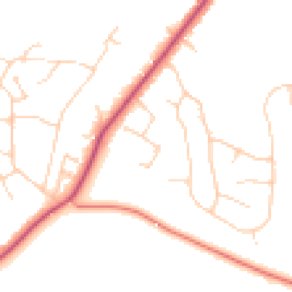 Daytime road noise heatmap for GU22 8NX