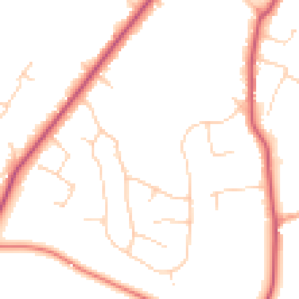Daytime road noise heatmap for GU22 8QS