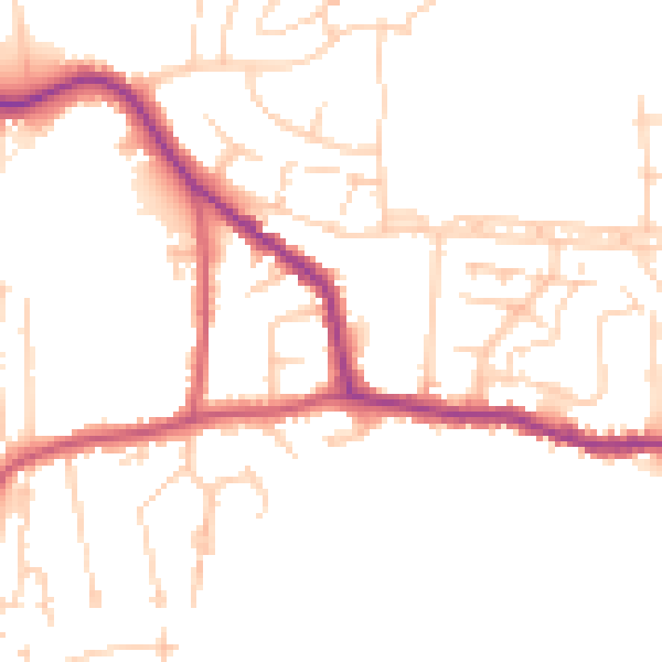 Daytime road noise heatmap for GU22 9EH