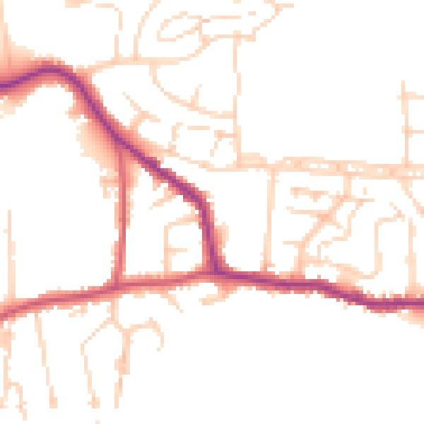 Daytime road noise heatmap for GU22 9EQ