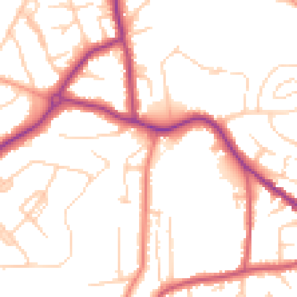 Daytime road noise heatmap for GU22 9FB