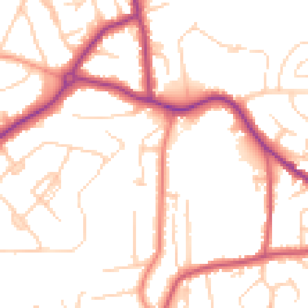 Daytime road noise heatmap for GU22 9FL