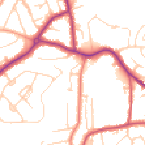 Daytime road noise heatmap for GU22 9FN