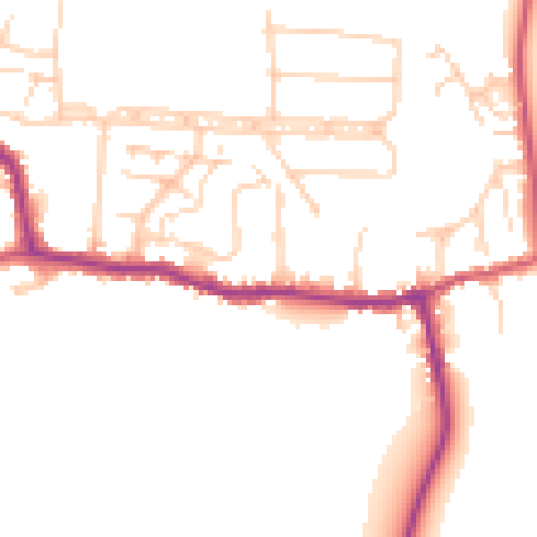 Daytime road noise heatmap for GU22 9FX