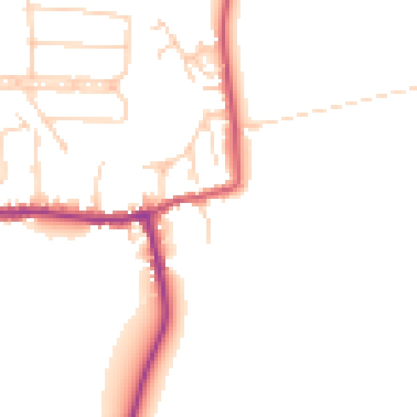 Daytime road noise heatmap for GU22 9JE