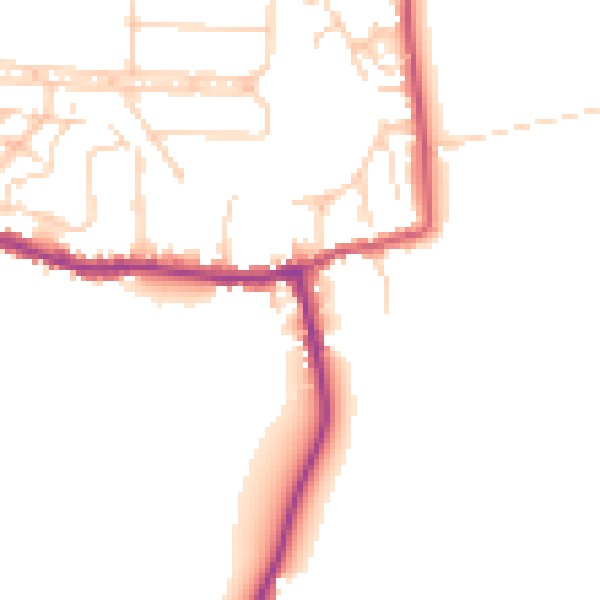 Daytime road noise heatmap for GU22 9JR