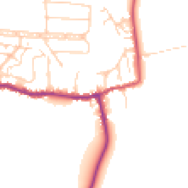 Daytime road noise heatmap for GU22 9JS