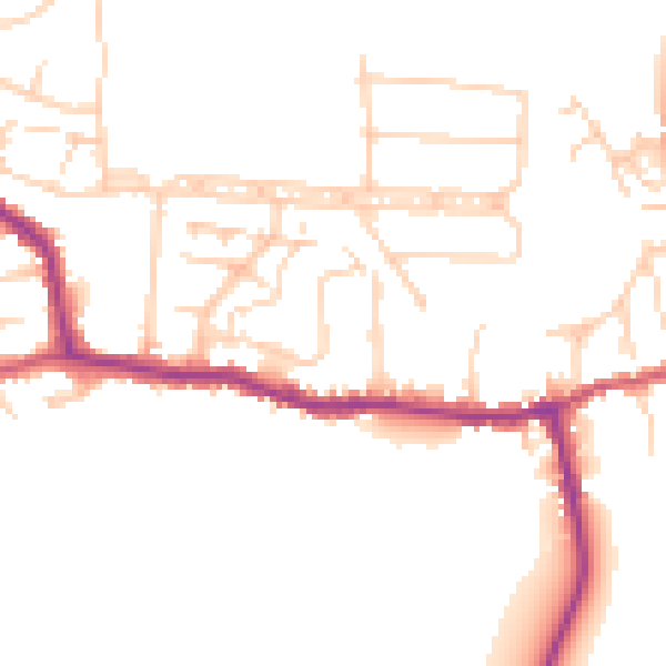 Daytime road noise heatmap for GU22 9LL