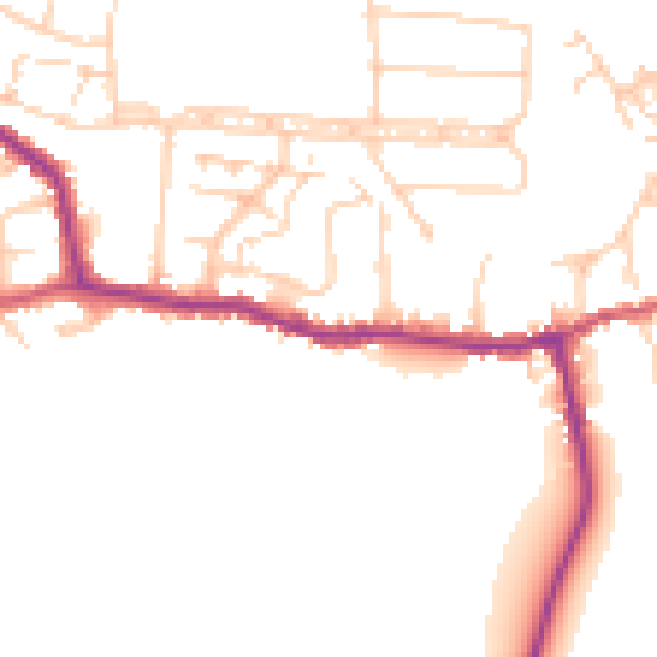 Daytime road noise heatmap for GU22 9LN