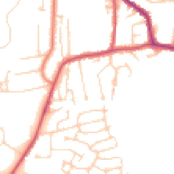 Daytime road noise heatmap for GU22 9NB