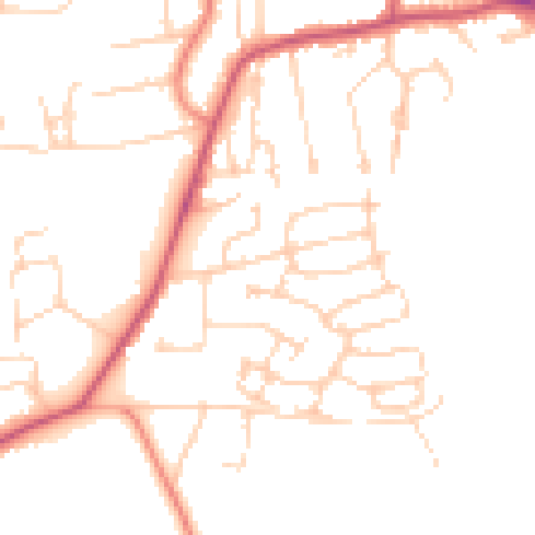 Daytime road noise heatmap for GU22 9NJ