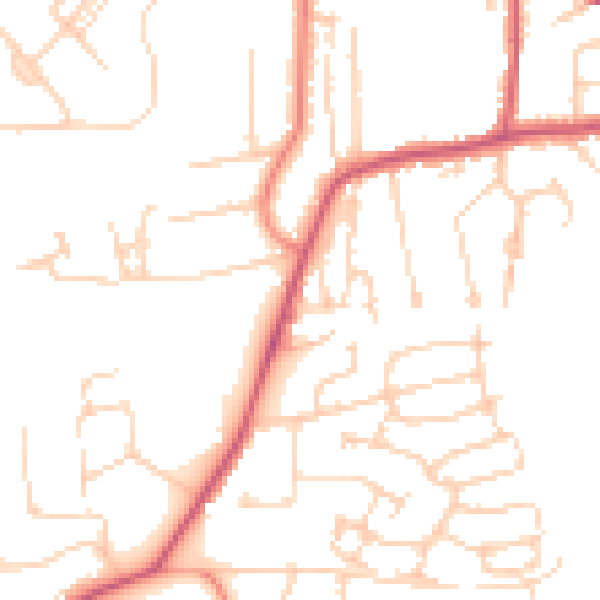Daytime road noise heatmap for GU22 9PB