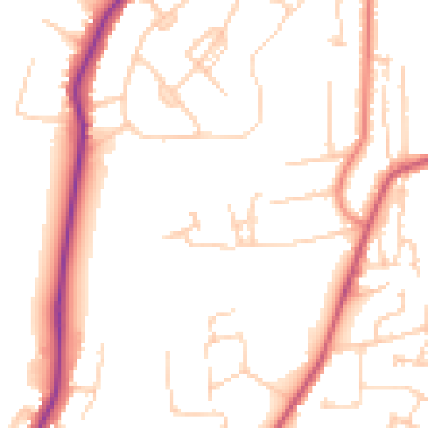 Daytime road noise heatmap for GU22 9PT